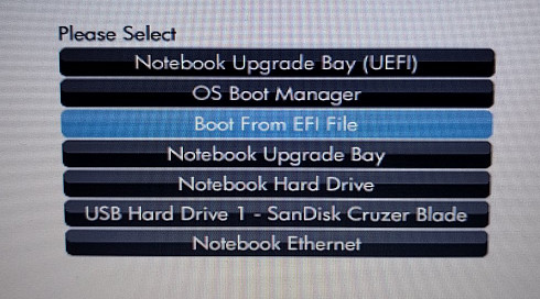 UEFI boot menu selecting boot efi file
